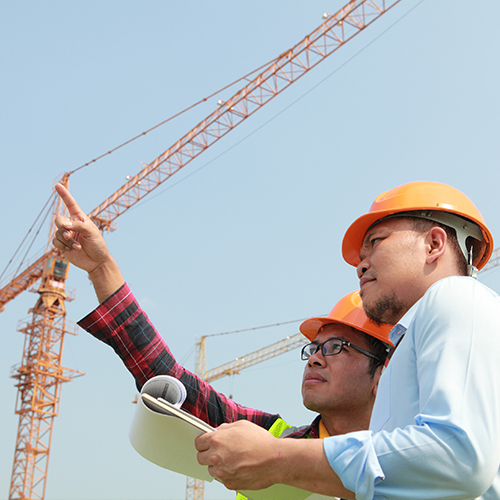 Builder worker and manager inspection on construction new site